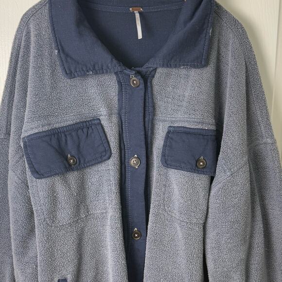 Free People Ruby Oversized Shirt Jacket in Oceana Blue L - Picture 4 of 9